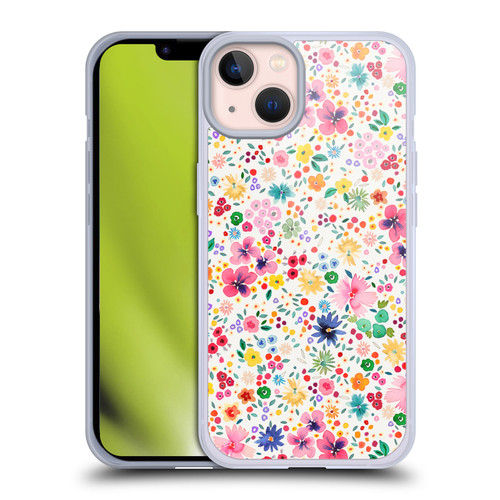 Ninola Colourful Prints Pink Floral Soft Gel Case for Apple iPhone 13