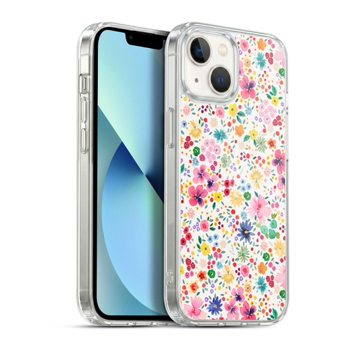 Ninola Colourful Prints Pink Floral Soft Gel Case for Apple iPhone 13