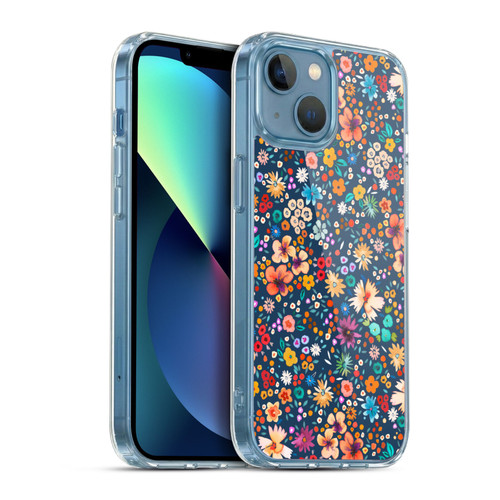 Ninola Colourful Prints Blue Floral Soft Gel Case for Apple iPhone 13 Mini & MagSafe
