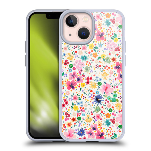 Ninola Colourful Prints Pink Floral Soft Gel Case for Apple iPhone 13 Mini