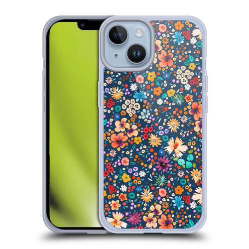 Ninola Colourful Prints Blue Floral Soft Gel Case for Apple iPhone 14