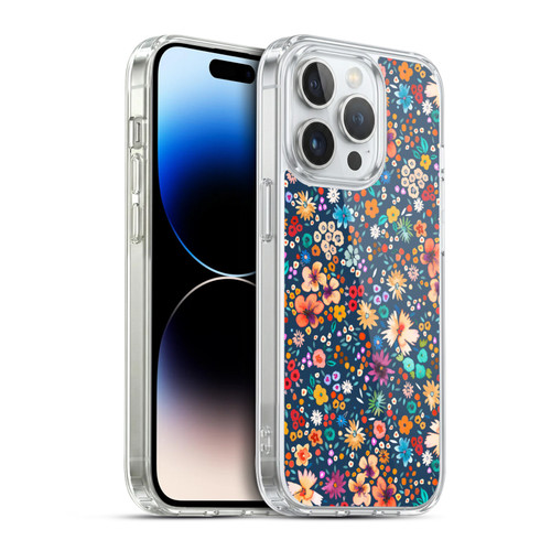 Ninola Colourful Prints Blue Floral Soft Gel Case for Apple iPhone 14 Pro & MagSafe