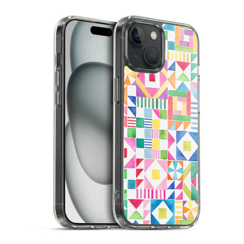 Ninola Colourful Prints Geometric Patchwork Soft Gel Case for Apple iPhone 15 & MagSafe