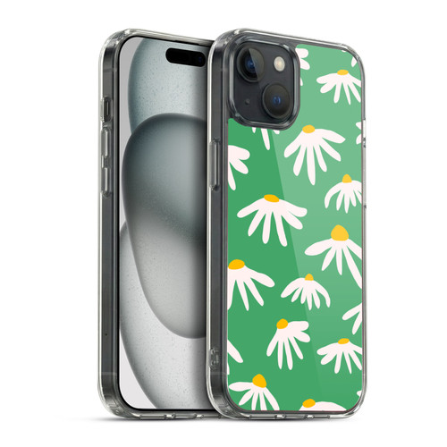 Ninola Colourful Prints Green Daisies Soft Gel Case for Apple iPhone 15 Plus & MagSafe