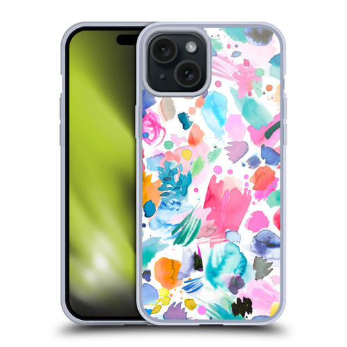 Ninola Colourful Prints Pink Scribbles Soft Gel Case for Apple iPhone 15 Plus