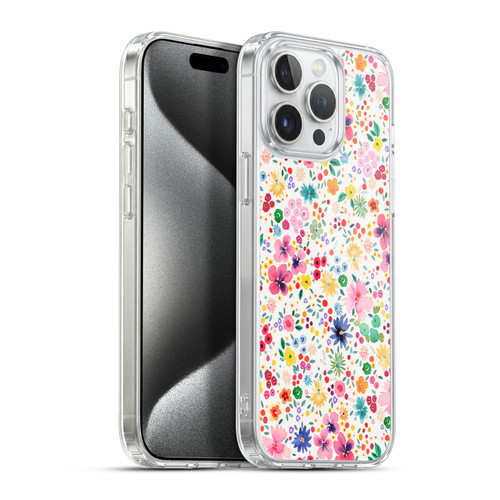 Ninola Colourful Prints Pink Floral Soft Gel Case for Apple iPhone 15 Pro Max & MagSafe