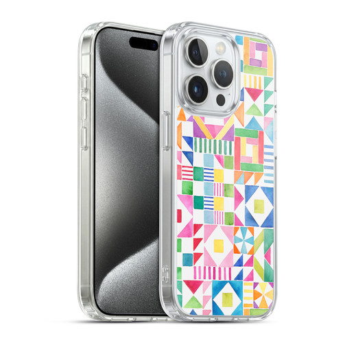 Ninola Colourful Prints Geometric Patchwork Soft Gel Case for Apple iPhone 15 Pro & MagSafe