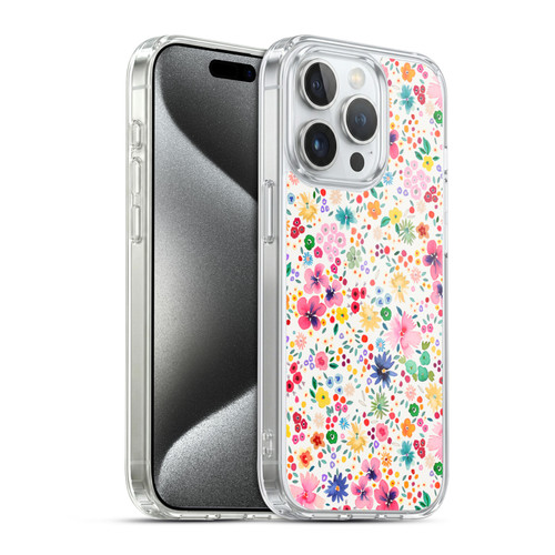 Ninola Colourful Prints Pink Floral Soft Gel Case for Apple iPhone 15 Pro & MagSafe