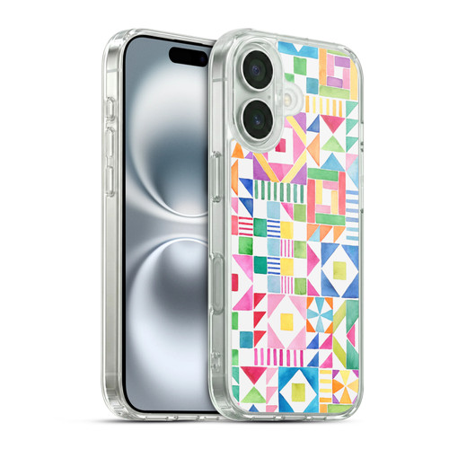 Ninola Colourful Prints Geometric Patchwork Soft Gel Case for Apple iPhone 16 & MagSafe