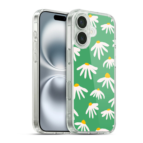 Ninola Colourful Prints Green Daisies Soft Gel Case for Apple iPhone 16 & MagSafe