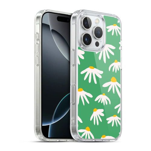 Ninola Colourful Prints Green Daisies Soft Gel Case for Apple iPhone 16 Pro & MagSafe