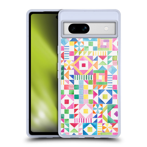 Ninola Colourful Prints Geometric Patchwork Soft Gel Case for Google Pixel 7a