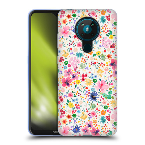 Ninola Colourful Prints Pink Floral Soft Gel Case for Nokia 5.3