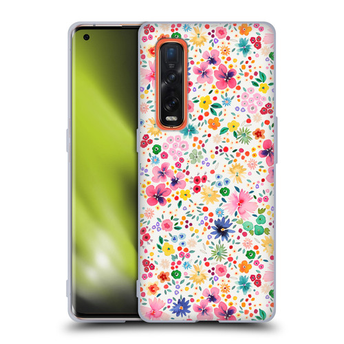 Ninola Colourful Prints Pink Floral Soft Gel Case for OPPO Find X2 Pro 5G