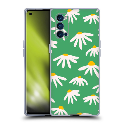 Ninola Colourful Prints Green Daisies Soft Gel Case for OPPO Reno 4 Pro 5G