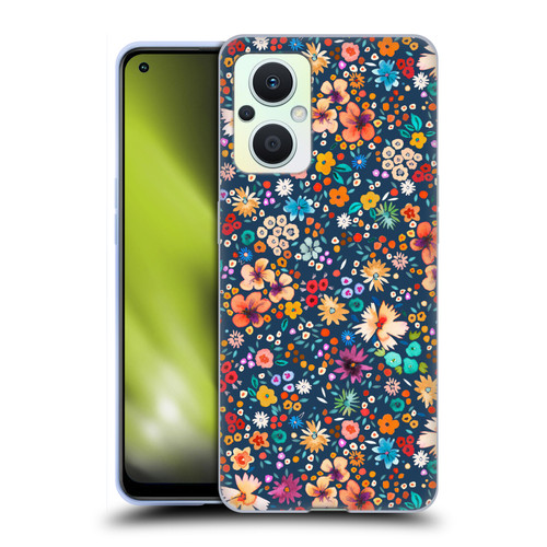 Ninola Colourful Prints Blue Floral Soft Gel Case for OPPO Reno8 Lite