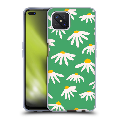 Ninola Colourful Prints Green Daisies Soft Gel Case for OPPO Reno4 Z 5G