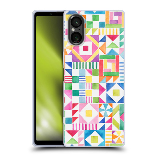 Ninola Colourful Prints Geometric Patchwork Soft Gel Case for Sony Xperia 5 V 5G