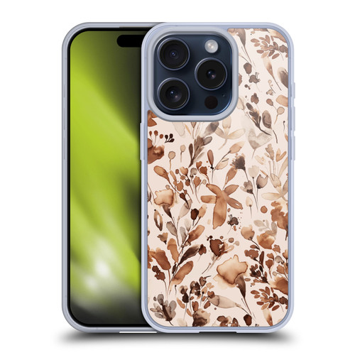 Ninola Flower Patterns Rustic Floral Terracotta Soft Gel Case for Apple iPhone 15 Pro