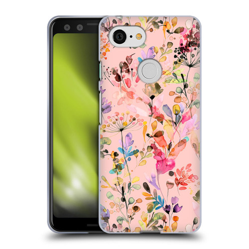 Ninola Flower Patterns Wild Grasses Pink Soft Gel Case for Google Pixel 3