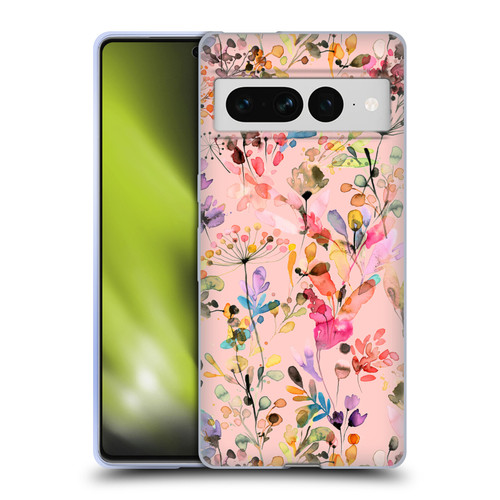 Ninola Flower Patterns Wild Grasses Pink Soft Gel Case for Google Pixel 7 Pro