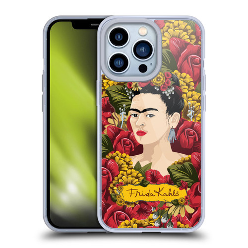 Frida Kahlo Red Florals Portrait Pattern Soft Gel Case for Apple iPhone 13 Pro & MagSafe