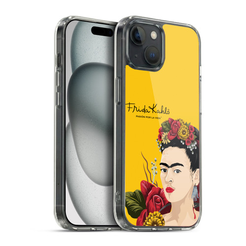 Frida Kahlo Red Florals Portrait Soft Gel Case for Apple iPhone 15 Plus & MagSafe