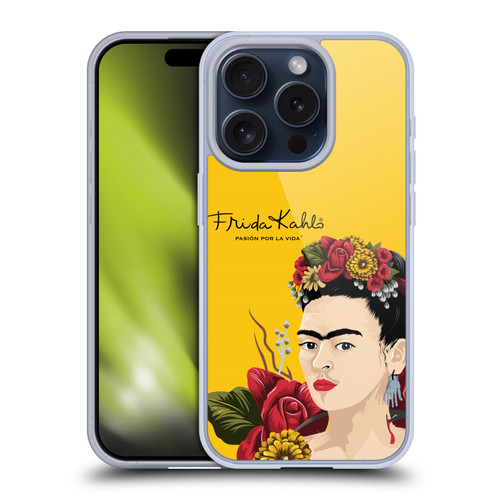 Frida Kahlo Red Florals Portrait Soft Gel Case for Apple iPhone 15 Pro & MagSafe