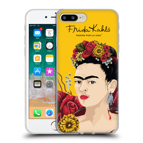 Frida Kahlo Red Florals Portrait Soft Gel Case for Apple iPhone 7 Plus / iPhone 8 Plus & MagSafe