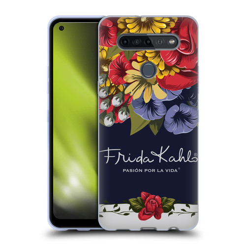 Frida Kahlo Red Florals Blooms Soft Gel Case for LG K51S