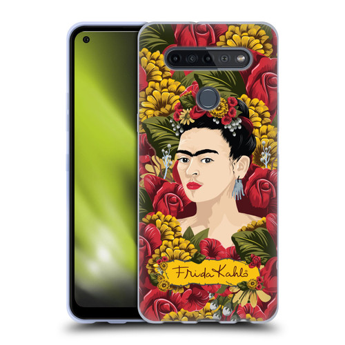 Frida Kahlo Red Florals Portrait Pattern Soft Gel Case for LG K51S