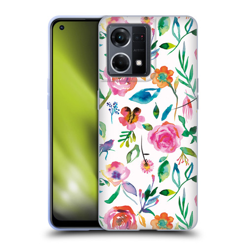 Ninola Flower Patterns Floral Green Soft Gel Case for OPPO Reno8 4G