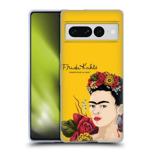 Frida Kahlo Red Florals Portrait Soft Gel Case for Google Pixel 7 Pro