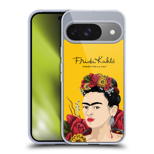 Frida Kahlo Red Florals Portrait Soft Gel Case for Google Pixel 9 / Pixel 9 Pro