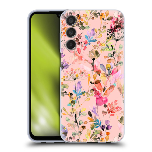 Ninola Flower Patterns Wild Grasses Pink Soft Gel Case for Samsung Galaxy M15/F15 5G