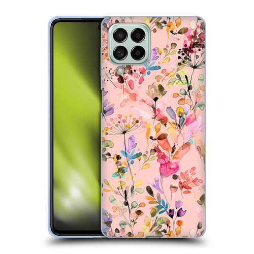 Ninola Flower Patterns Wild Grasses Pink Soft Gel Case for Samsung Galaxy M53 (2022)
