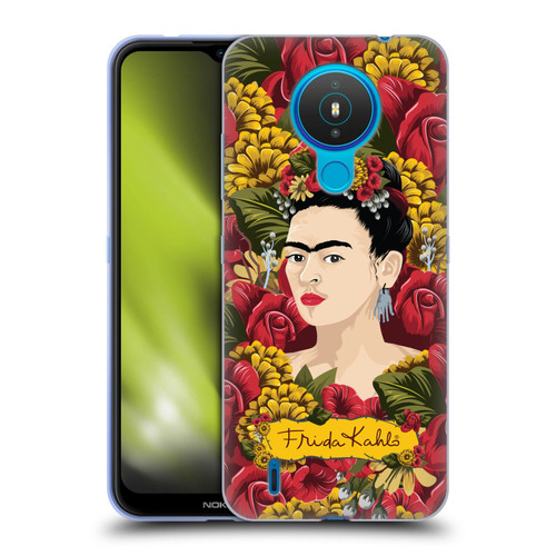 Frida Kahlo Red Florals Portrait Pattern Soft Gel Case for Nokia 1.4
