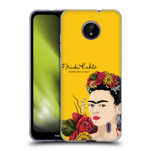Frida Kahlo Red Florals Portrait Soft Gel Case for Nokia C10 / C20