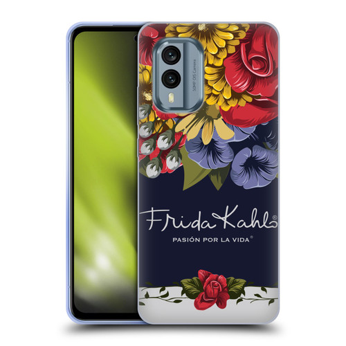 Frida Kahlo Red Florals Blooms Soft Gel Case for Nokia X30