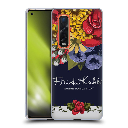 Frida Kahlo Red Florals Blooms Soft Gel Case for OPPO Find X2 Pro 5G