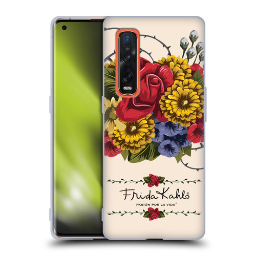Frida Kahlo Red Florals Vine Soft Gel Case for OPPO Find X2 Pro 5G
