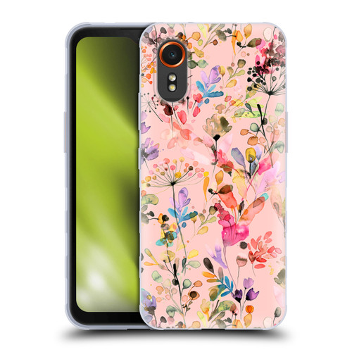 Ninola Flower Patterns Wild Grasses Pink Soft Gel Case for Samsung Galaxy Xcover7 5G