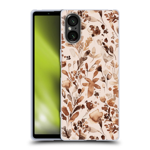 Ninola Flower Patterns Rustic Floral Terracotta Soft Gel Case for Sony Xperia 5 V 5G