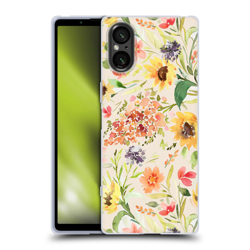 Ninola Flower Patterns Sunflower Plants Autumn Soft Gel Case for Sony Xperia 5 V 5G