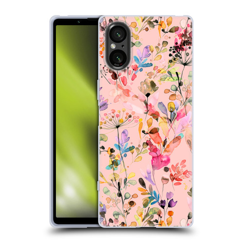 Ninola Flower Patterns Wild Grasses Pink Soft Gel Case for Sony Xperia 5 V 5G
