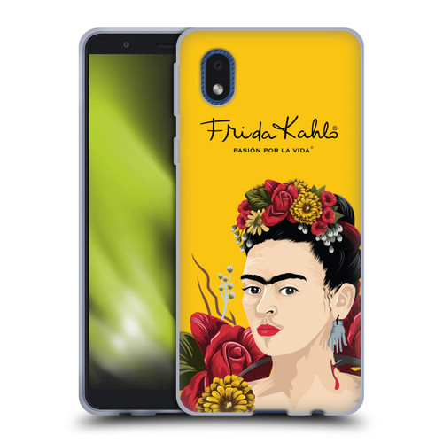 Frida Kahlo Red Florals Portrait Soft Gel Case for Samsung Galaxy A01 Core (2020)