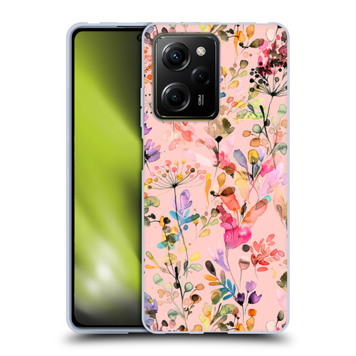 Ninola Flower Patterns Wild Grasses Pink Soft Gel Case for Xiaomi Redmi Note 12 Pro 5G