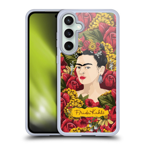 Frida Kahlo Red Florals Portrait Pattern Soft Gel Case for Samsung Galaxy S23 FE 5G & MagSafe