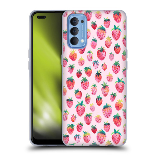 Ninola Mix Patterns Summer Strawberries Soft Gel Case for OPPO Reno 4 5G