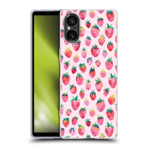 Ninola Mix Patterns Summer Strawberries Soft Gel Case for Sony Xperia 5 V 5G